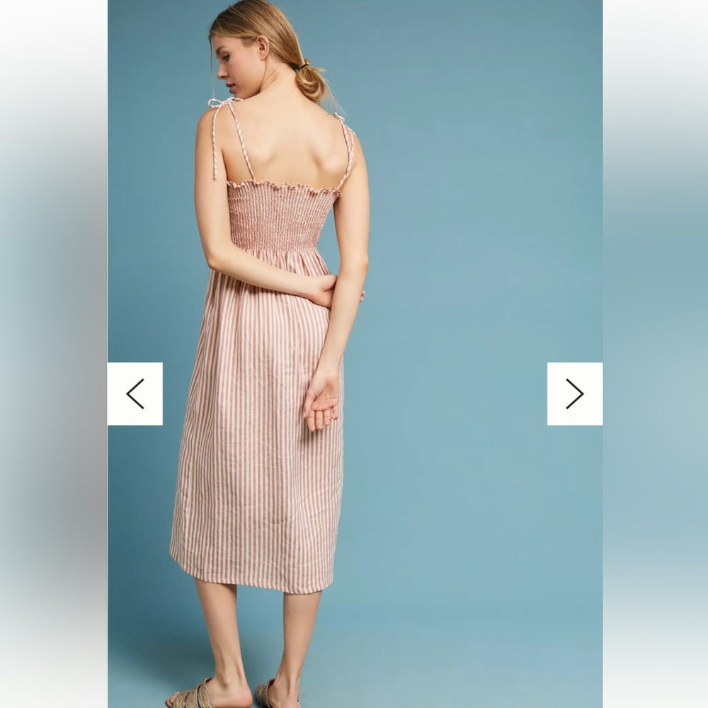 Faithfull Brighton Linen Dress pink and white striped - Picture 2 of 10